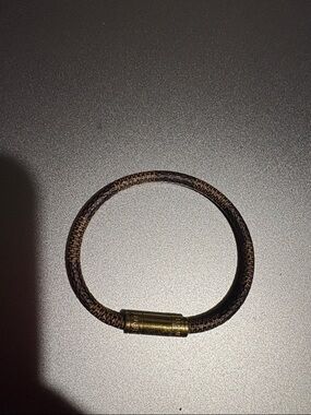 Louis Vuitton Brown Monogram Canvas Bracelet with Gold-Tone Clasp